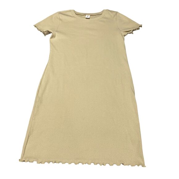 ABOUND Women's Mini Raincheck Dress Beige Cream Ribbed  Short Sleeve - Large - Picture 11 of 14